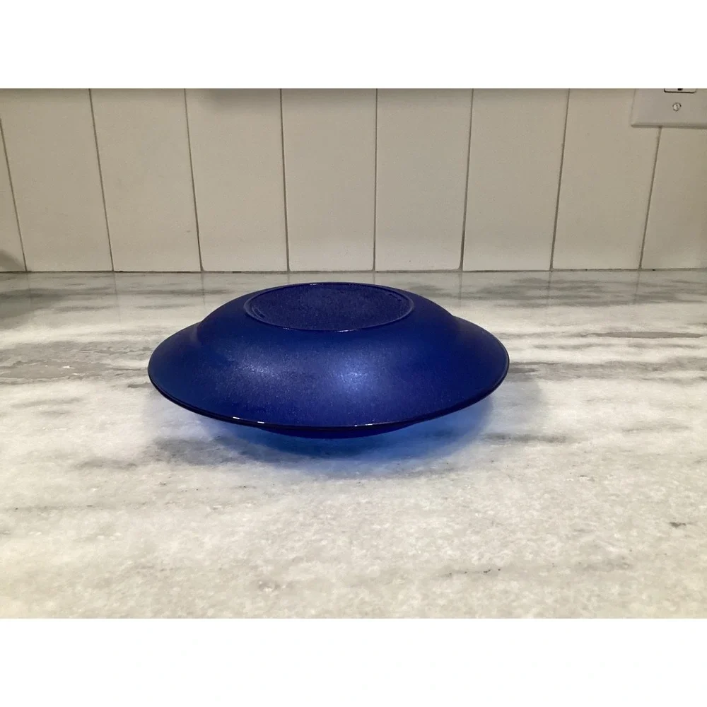 RESISTENTE BRAZIL Cobalt Blue Glass Pasta Bowls 8.75